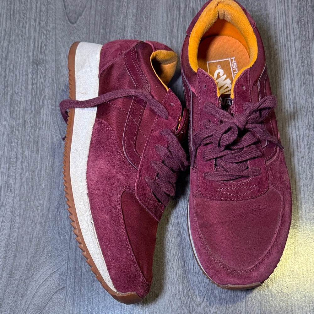Vans Burgundy Suede Sneakers with Orange Interior - Picture 5 of 6